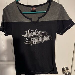 Harley-Davidson Women's Black and Gray Top